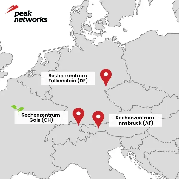 Map of peaknetworks datacenters